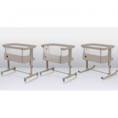 Lionelo - Patut co-sleeper 3 in 1, Aurora, Cu leganare si setare unghiulara, Include saltea cu densitate T25 si geanta transport, Reglabil in 5 pozitii, Pana la 9 kg, 0 luni+, 85x60x66 cm, Certificari [33]