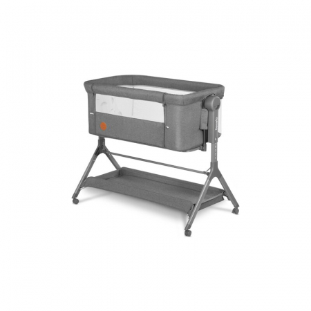 Lionelo - Patut co-sleeper Leonie Plus, Pliabil, Cu sistem de leganare, Cu setare unghiulara, Reglabil in 6 pozitii pe inaltime, Conform cu standardele europeane de securitate EN1130 si EN16890, Gri [1]