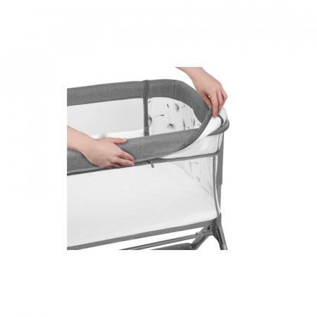 Lionelo - Patut co-sleeper Leonie Plus, Pliabil, Cu sistem de leganare, Cu setare unghiulara, Reglabil in 6 pozitii pe inaltime, Conform cu standardele europeane de securitate EN1130 si EN16890, Gri [27]
