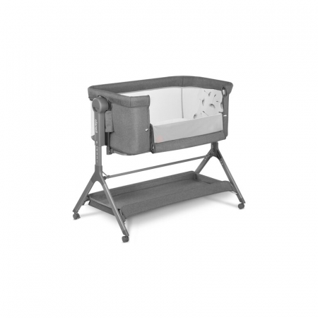 Lionelo - Patut co-sleeper Leonie Plus, Pliabil, Cu sistem de leganare, Cu setare unghiulara, Reglabil in 6 pozitii pe inaltime, Conform cu standardele europeane de securitate EN1130 si EN16890, Gri [4]