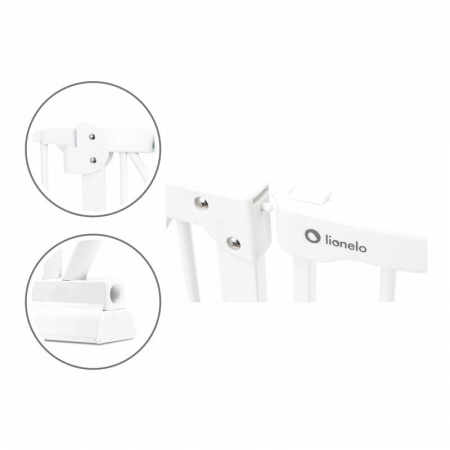 Lionelo - Poarta de siguranta prin presiune Truus Slim, 105 cm, Conform cu standardul europeane de securitate EN1930, Alb [6]