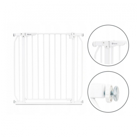 Lionelo - Poarta de siguranta prin presiune Truus Slim, 105 cm, Conform cu standardul europeane de securitate EN1930, Alb [5]