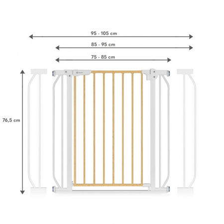 Lionelo - Poarta de siguranta prin presiune Truus Slim, 105 cm, Conform cu standardul europeane de securitate EN1930, Gri/Natur [16]