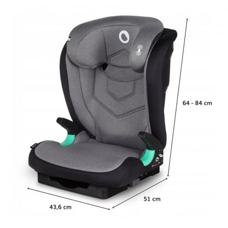 Lionelo - Scaun auto Neal Stone Spatar reglabil, Baza i-size, 15-36 Kg, cu Isofix, Conform cu standardul european de securitate ECE R129, Gri [2]