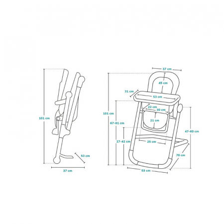 Lionelo - Scaun de masa multifunctional Cora Plus, Reglabil in 4 pozitii pe inaltime, Spatar reglabil in 3 pozitii, Cu bara de jucarii, Pliabil, Conform cu standardul european de securitate EN14988, V [11]