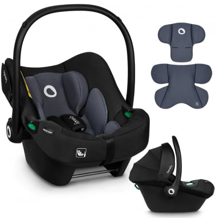 Lionelo - Scoica auto i-Size Astrid, Include baza Isofix, 0-13 Kg, 40-87 cm, Cu maner si capotina reglabile, Cu protectie laterala avansata, Salteluta confortabila , Conform cu R129, Negru/Gri [17]
