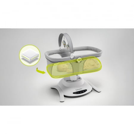 Lionelo - Set 2 in 1, Balansoar si landou Bella, Rotative 360, Ecran tactil si telecomanda, Electric, Scaun reglabil, 6 miscari unice, 5 viteze, Cu melodii, Gri [15]