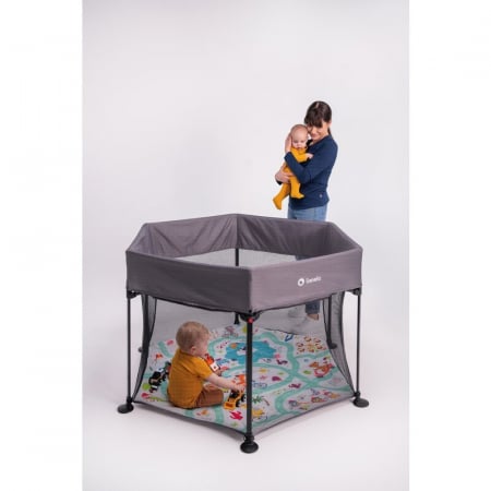Lionelo - Tarc de joaca Roel, Pliere ultra-compacta, Conform cu standardul europeane de securitate EN12227, Multicolor [19]