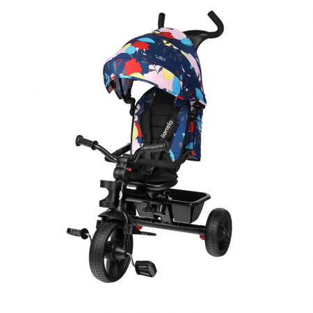Lionelo - Tricicleta Haari Blue Navy Suport picioare, Control al directiei, Scaun reversibil, Rotire 360 grade, Pliabila, Conform cu standardul european de securitate EN71, Multicolor [11]