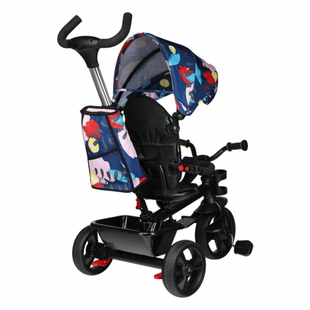 Lionelo - Tricicleta Haari Blue Navy Suport picioare, Control al directiei, Scaun reversibil, Rotire 360 grade, Pliabila, Conform cu standardul european de securitate EN71, Multicolor [7]