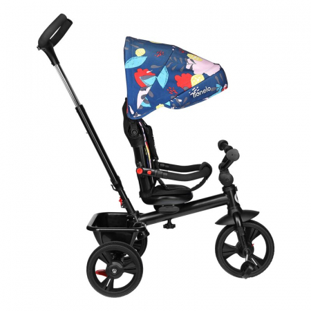 Lionelo - Tricicleta Haari Blue Navy Suport picioare, Control al directiei, Scaun reversibil, Rotire 360 grade, Pliabila, Conform cu standardul european de securitate EN71, Multicolor [8]