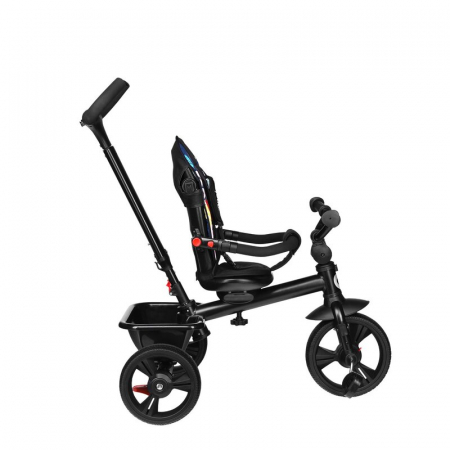 Lionelo - Tricicleta Haari Blue Navy Suport picioare, Control al directiei, Scaun reversibil, Rotire 360 grade, Pliabila, Conform cu standardul european de securitate EN71, Multicolor [15]