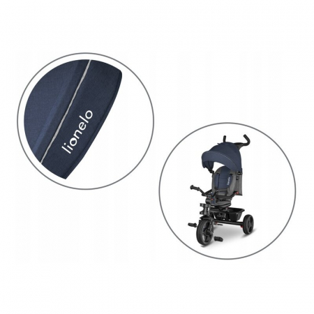 Lionelo - Tricicleta Haari, Suport picioare, Control al directiei, Scaun reversibil, Rotire 360 grade, Pliabila, Conform cu standardul european de securitate EN71, Albastru [25]