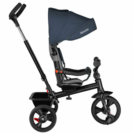 Lionelo - Tricicleta Haari, Suport picioare, Control al directiei, Scaun reversibil, Rotire 360 grade, Pliabila, Conform cu standardul european de securitate EN71, Albastru [15]