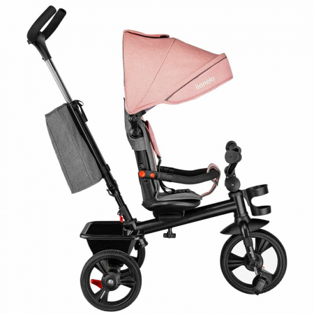 Lionelo - Tricicleta Haari, Suport picioare, Control al directiei, Scaun reversibil, Rotire 360 grade, Pliabila, Conform cu standardul european de securitate EN71, Bubblegum [8]