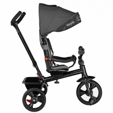 Lionelo - Tricicleta Haari, Suport picioare, Control al directiei, Scaun reversibil, Rotire 360 grade, Pliabila, Conform cu standardul european de securitate EN71, Gri [13]