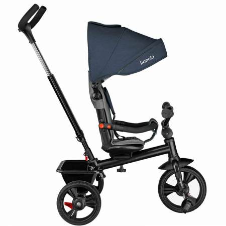Lionelo - Tricicleta Haari, Suport picioare, Control al directiei, Scaun reversibil, Rotire 360 grade, Pliabila, Conform cu standardul european de securitate EN71, Albastru [14]