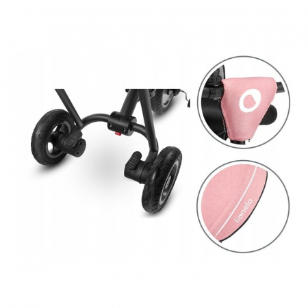 Lionelo - Tricicleta Tris, Mecanism de pedalare libera, Suport picioare, Control al directiei, Scaun reversibil, Rotire 360 grade, Pliabila, Conform cu standardul europeane de securitate EN71, Roz/Gri [25]