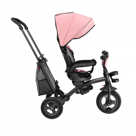 Lionelo - Tricicleta Tris, Mecanism de pedalare libera, Suport picioare, Control al directiei, Scaun reversibil, Rotire 360 grade, Pliabila, Conform cu standardul europeane de securitate EN71, Roz/Gri [9]