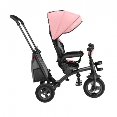 Lionelo - Tricicleta Tris, Mecanism de pedalare libera, Suport picioare, Control al directiei, Scaun reversibil, Rotire 360 grade, Pliabila, Conform cu standardul europeane de securitate EN71, Roz/Gri [8]