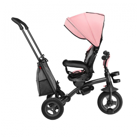 Lionelo - Tricicleta Tris, Mecanism de pedalare libera, Suport picioare, Control al directiei, Scaun reversibil, Rotire 360 grade, Pliabila, Conform cu standardul europeane de securitate EN71, Roz/Gri [10]