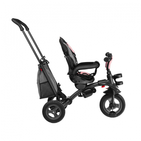 Lionelo - Tricicleta Tris, Mecanism de pedalare libera, Suport picioare, Control al directiei, Scaun reversibil, Rotire 360 grade, Pliabila, Conform cu standardul europeane de securitate EN71, Roz/Gri [13]