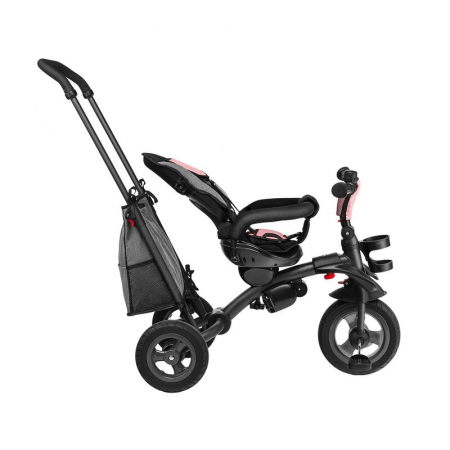 Lionelo - Tricicleta Tris, Mecanism de pedalare libera, Suport picioare, Control al directiei, Scaun reversibil, Rotire 360 grade, Pliabila, Conform cu standardul europeane de securitate EN71, Roz/Gri [15]