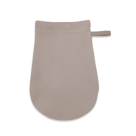 Cadite si accesorii - Manusa de baie, Qmini, Pentru bebelusi, 12x21 cm, Din tricot termo-terry din bambus, Materiale certificate Oeko Tex Standard 100, Mocha