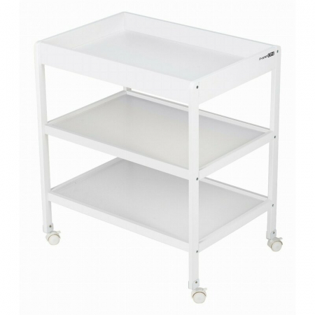 Saltele si accesorii infasat - Masuta de infasat, FreeON, Mila, Din lemn, Cu 4 roti pentru transport facil, Cu 3 suprafete de depozitare, 76x54x86 cm, White