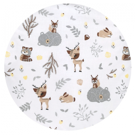 Aparatoare patut 120x60 cm, Din bumbac certificat , Cu inaltimea de 30 cm, Cu panglici, Forest friends Grey/Beige [1]