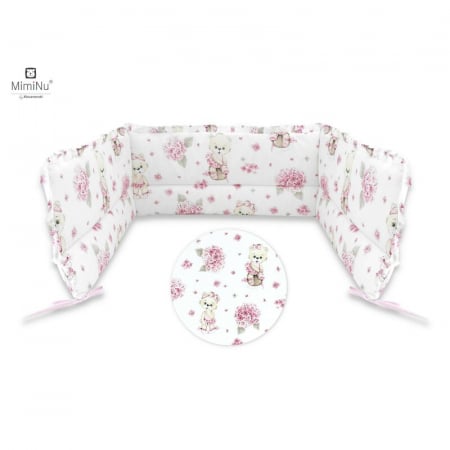 Lenjerii, baldachine, aparatoare - Aparatoare pentru patut 120x60 cm, Din bumbac, Cu inaltimea de 30 cm, Cu volanase, Cu panglici, Design, Pink Ballerina