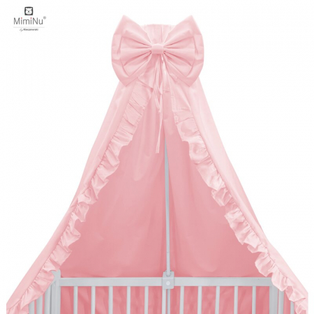 Lenjerii, baldachine, aparatoare - Baldachin pentru patut, cu funda si volanas, 210x145 cm, Materiale certificate Oeko Tex Standard 100, Colectia Royal, Powder Pink