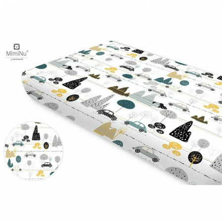 Lenjerii, baldachine, aparatoare - Cearceaf cu elastic pentru pat 160x80 cm , Din bumbac, Childrens Journey Grey