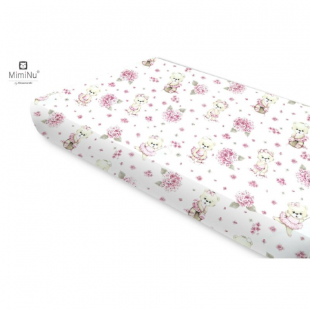 Lenjerii, baldachine, aparatoare - Miminu - Cearceaf cu elastic, Din bumbac certificat Oeko Tex Standard 100, Pentru pat 160x80 cm, Design, Pink Ballerina