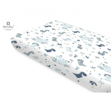Lenjerii, baldachine, aparatoare - MimiNu - Cearceaf cu elastic, Din bumbac certificat Oeko Tex Standard 100, Pentru pat 160x80 cm, Dino Granat