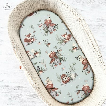Lenjerii, baldachine, aparatoare - Cearceaf cu elastic pentru landou, carucior si cosulet, Dimensiune 80x35 cm, Din bumbac , Let's Go Natural