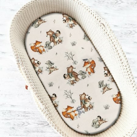 Lenjerii, baldachine, aparatoare - MimiNu - Cearceaf cu elastic pentru landou, carucior si cosulet, Dimensiune 80x35 cm, Din bumbac certificat Oeko Tex Standard 100, Design, Time for fun