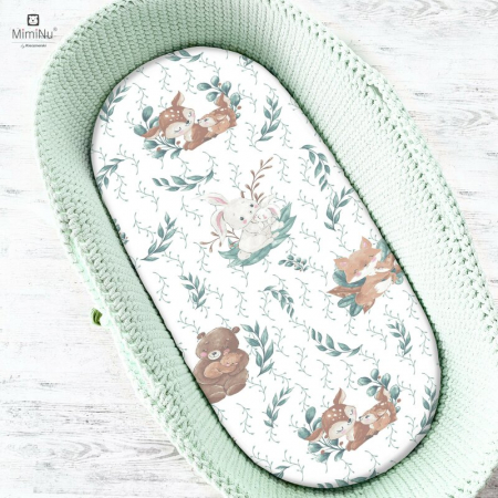 Lenjerii, baldachine, aparatoare - Cearceaf cu elastic pentru landou, carucior si cosulet, Dimensiune 80x35 cm, Din bumbac , Lulu Natural
