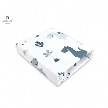 Lenjerii, baldachine, aparatoare - Cearceaf cu elastic pentru patut 140X70 cm, Din bumbac , Dino Granat