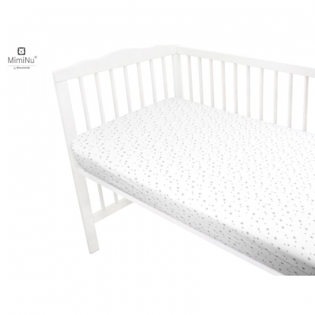 Cearceaf cu elastic pentru patut 140X70 cm, Din bumbac , Mini Gray Stars [1]