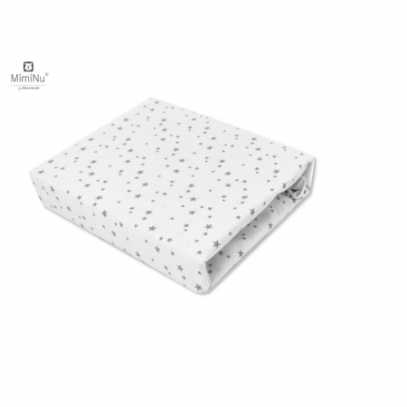 Lenjerii, baldachine, aparatoare - Cearceaf cu elastic pentru patut 140X70 cm, Din bumbac , Mini Gray Stars