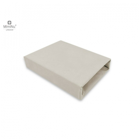 Lenjerii, baldachine, aparatoare - Miminu - Cearceaf cu elastic pentru patut leagan sau patut co-sleeper, Dimensiune 90x40 cm, Din bumbac certificat Oeko Tex Standard 100, Colectia Royal, Beige