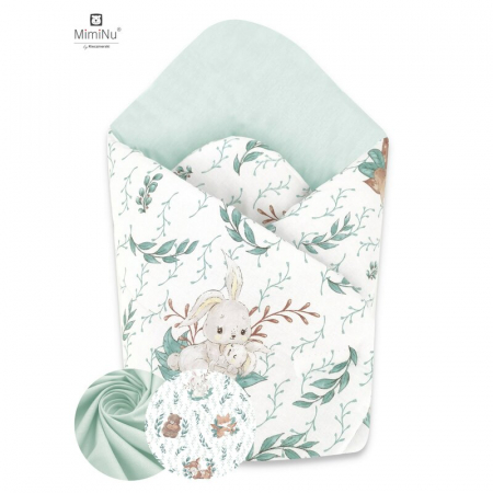 Lenjerii, baldachine, aparatoare - MimiNu - Paturica de infasat cu doua fete, Cu multiple utilizari, Cu inchidere arici velcro, Dimensiune 75x75 cm, Din bumbac certificat Oeko Tex Standard 100, Lulu Natural