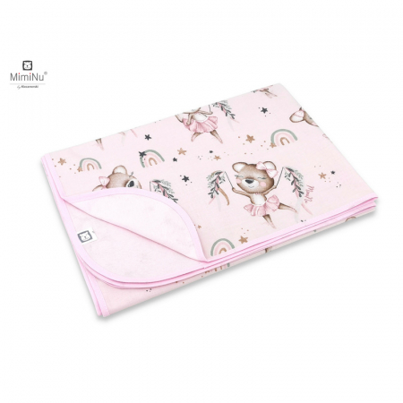 Lenjerii, baldachine, aparatoare - MimiNu - Paturica moale cu doua fete, Dimensiune 75x100 cm, Din bumbac certificat Oeko Tex Standard 100, Design, Little Ballerina Pink