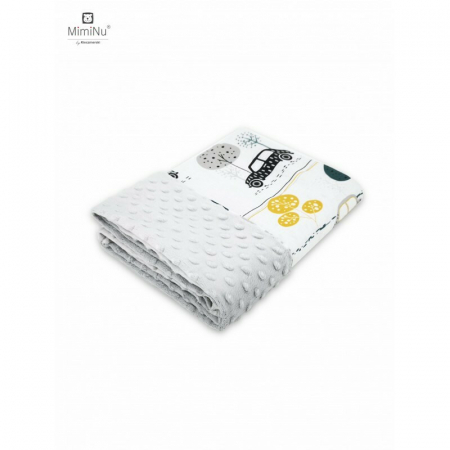 Lenjerii, baldachine, aparatoare - MimiNu - Paturica pufoasa cu doua fete, Dimensiune 75x100 cm, Din tesatura Minky si bumbac, Materiale certificate Oeko Tex Standard 100, Childrens Journey Grey