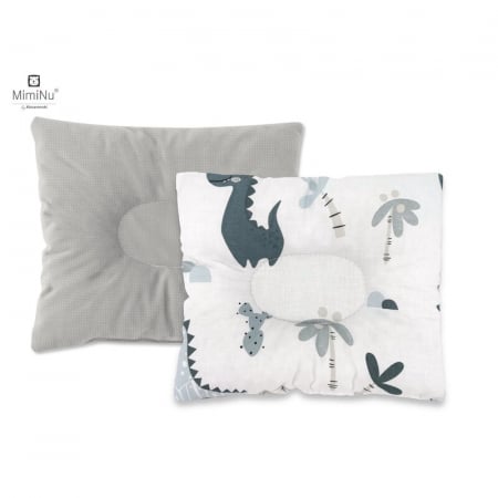 Perne - Perna bebelusi profilata, Cu doua fete, functie anti-soc, Pufoasa, Din catifea si bumbac, 23x26 cm, Velvet Dino Granat