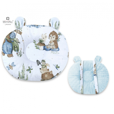 Perne - Perna bebelusi Ursulet, Multifunctionala, Cu doua fete, Tesatura pufoasa minky si bumbac, Minky Let's Go Blue