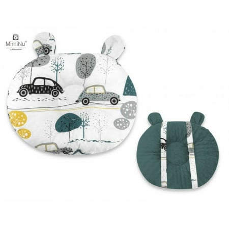 Perne - Perna bebelusi Ursulet, Multifunctionala, Cu doua fete, Tesatura pufoasa minky si bumbac, Minky Childrens Journey Grey