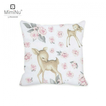Perne - Perna clasica de dormit, Cu husa detasabila cu fermoar, Din bumbac , 40x40 cm, Sweet Deer Pink