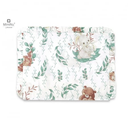 Perne - Perna clasica de dormit, Cu volanas, Cu husa detasabila cu fermoar, Din bumbac , Pentru patut, carucior, balansoar, 30x40 cm, Lulu Natural